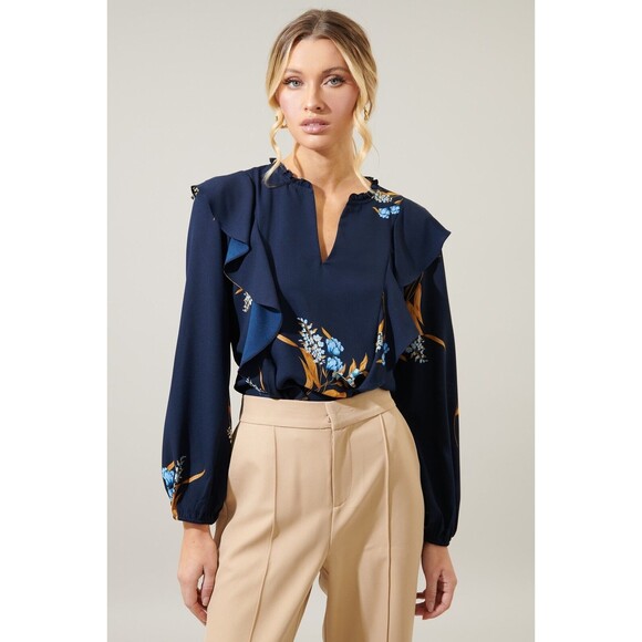 Sugarlips Tops - SUGARLIPS DUSK BLOOM WILHELM RUFFLE BLOUSE - NWT